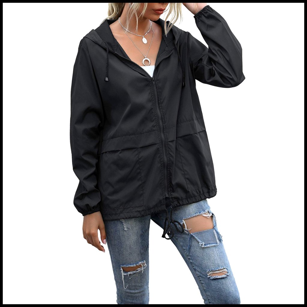 Lightweight Waterproof Rain Jacket With Hood And Pockets For Outdoor Activities